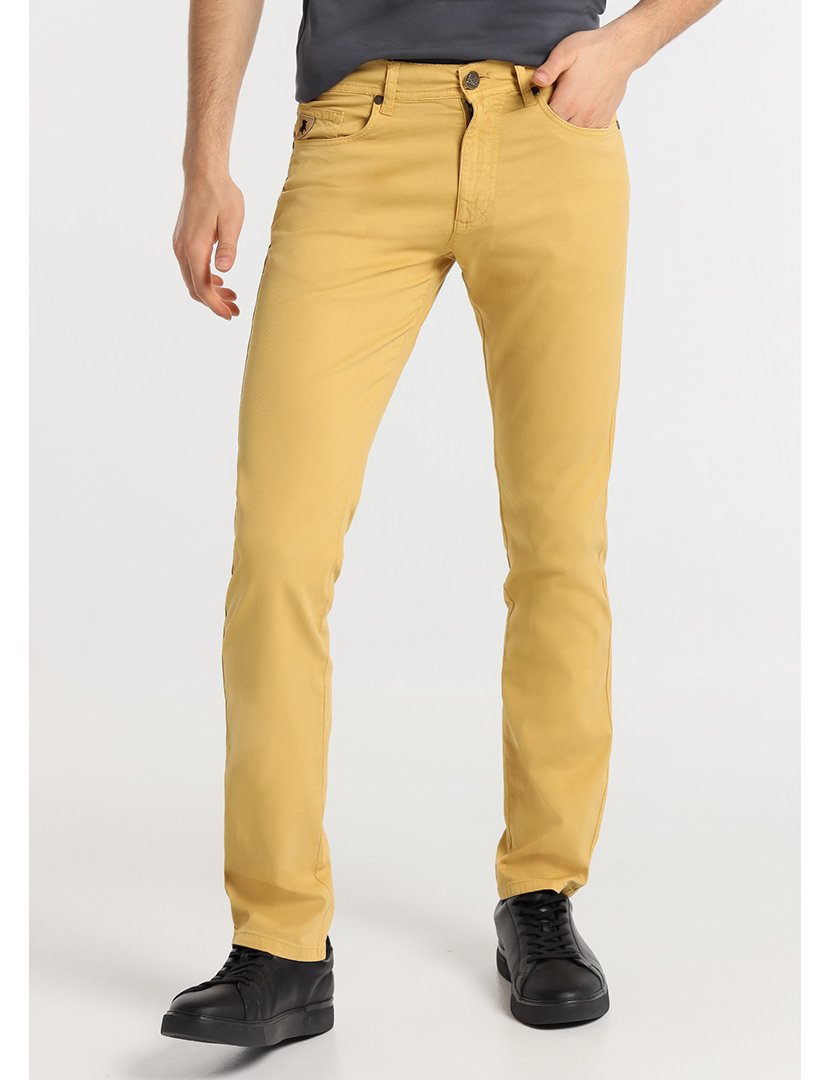 Calças Homem Regular Fit Cintura Média Laranja