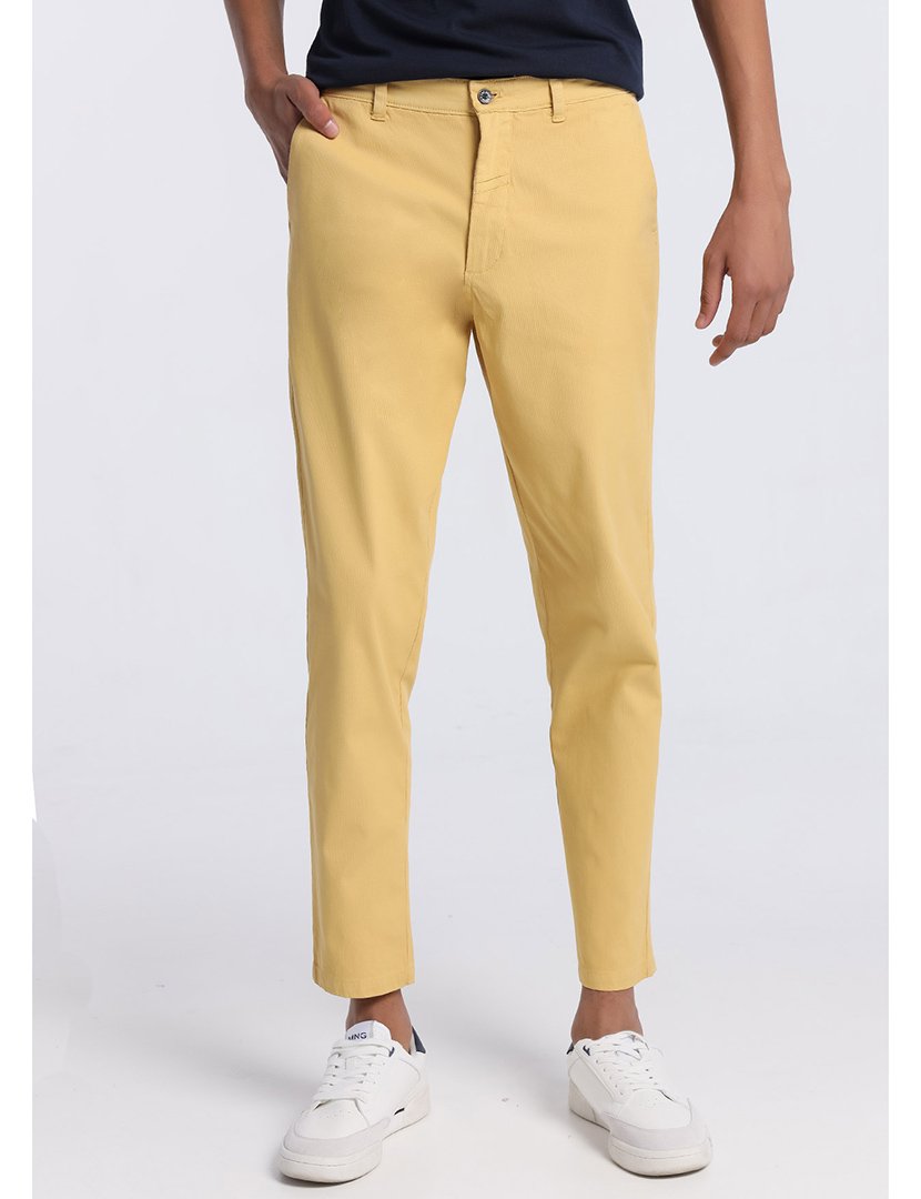Calças Chino Homem Slim Cintura Média Laranja
