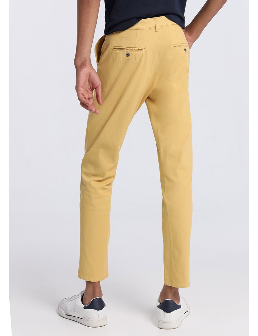 Calças Chino Homem Slim Cintura Média Laranja