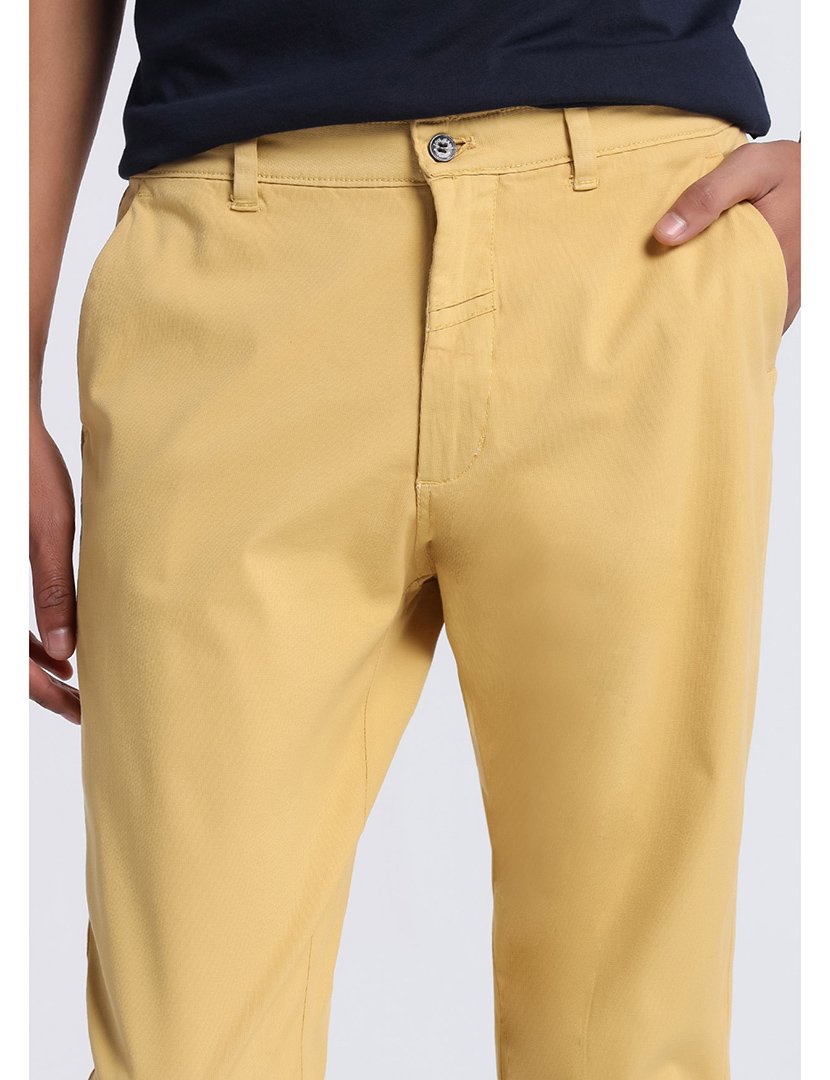 Calças Chino Homem Slim Cintura Média Laranja