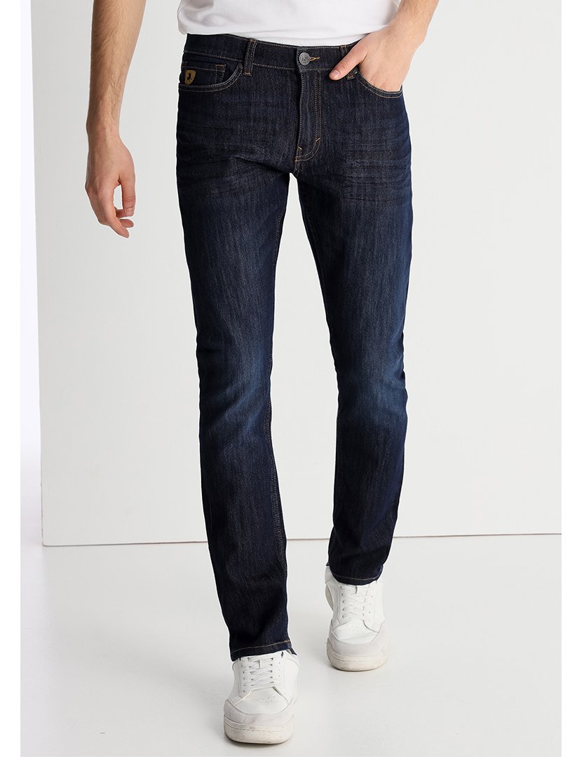 Calças Ganga Homem Slim Fit Bi-Stretch Cintura Média Azul