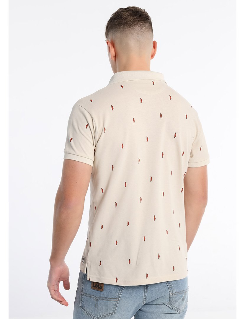 Pólo Homem Bege com Detalhes Vermelhos