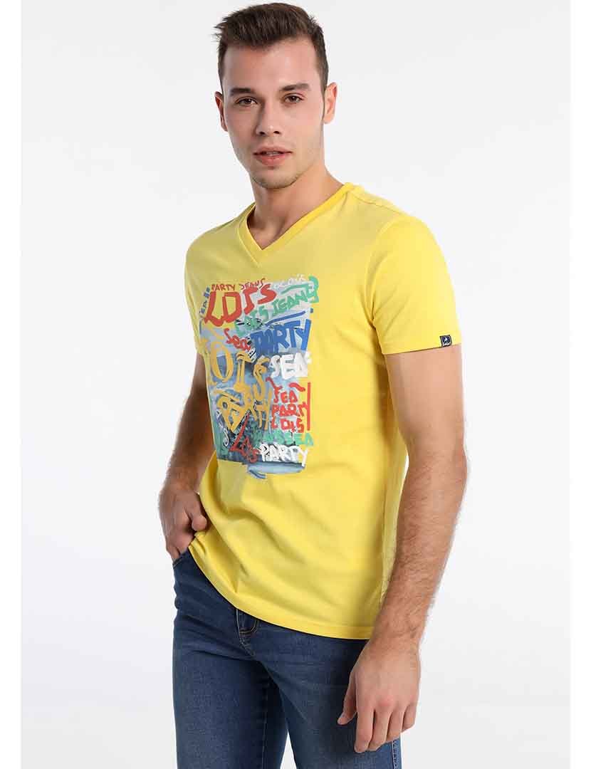T-Shirt Homem com Estampado Amarelo