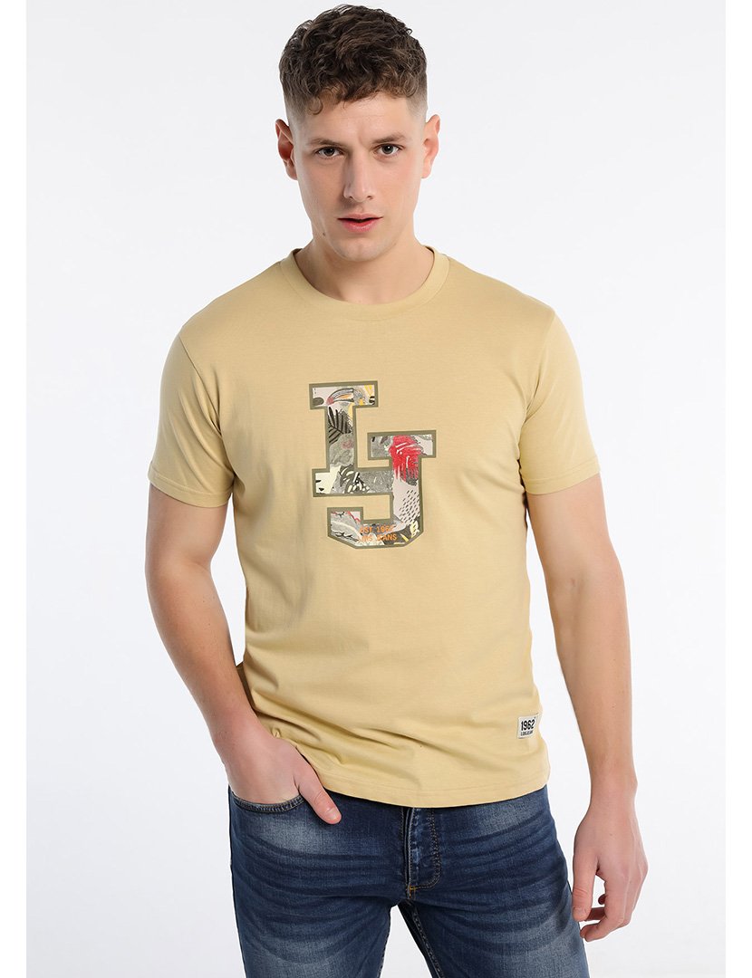 T-Shirt Homem com Estampado Amarelo