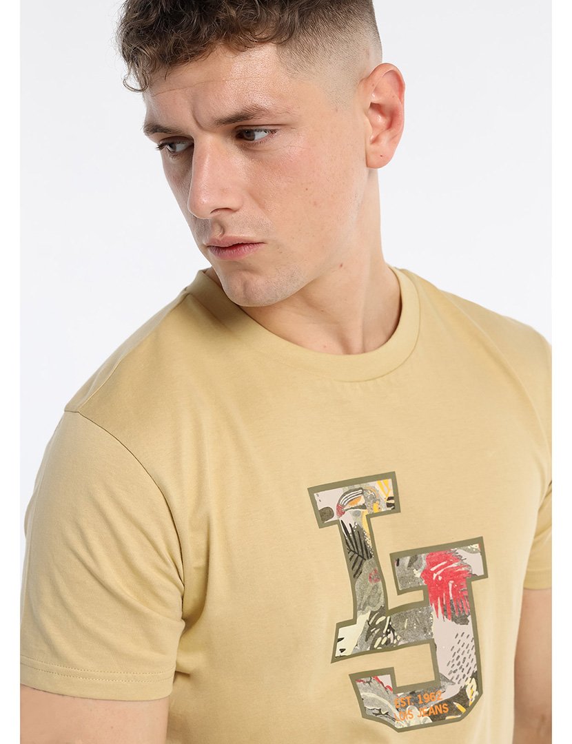 T-Shirt Homem com Estampado Amarelo