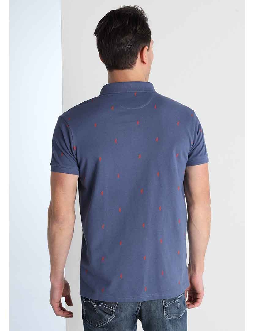 Pólo Homem Azul com Detalhes Vermelho
