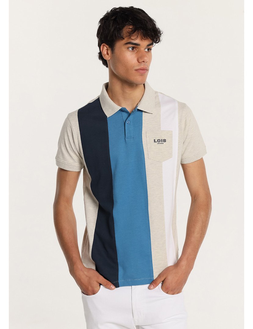 Pólo Homem com Bolso no Peito Multicolorido