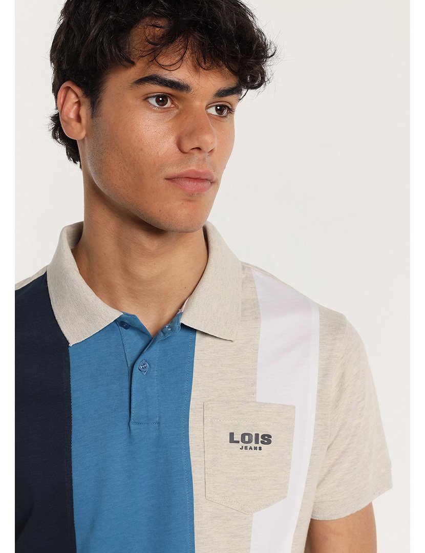 Pólo Homem com Bolso no Peito Multicolorido