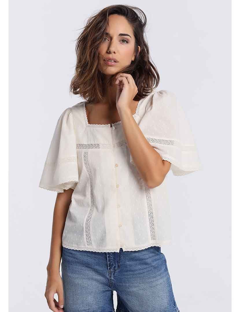 Blusa Senhora de Manga Larga Bege