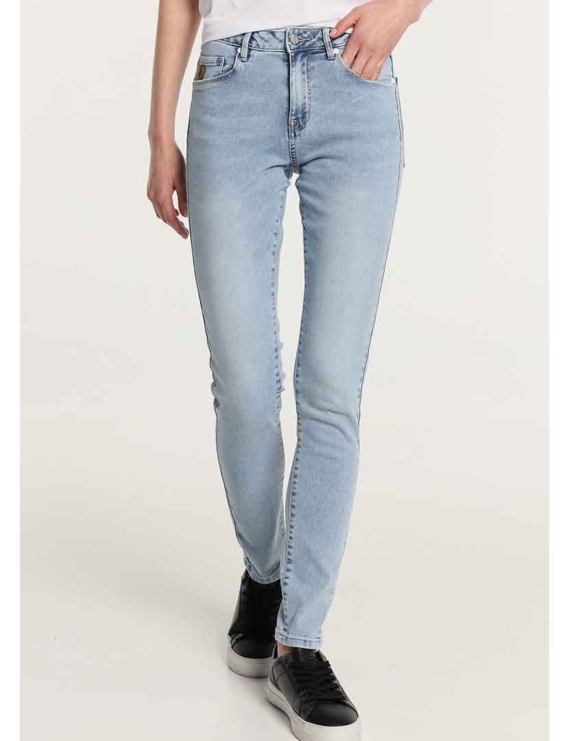 Calças Ganga Senhora Skinny Cintura Baixa Azul