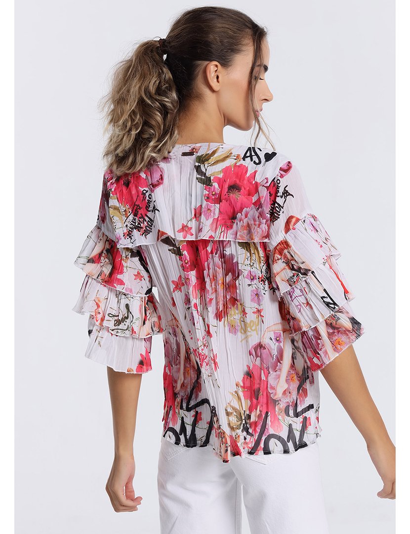 Blusa Senhora de Manga Larga Multicolorido