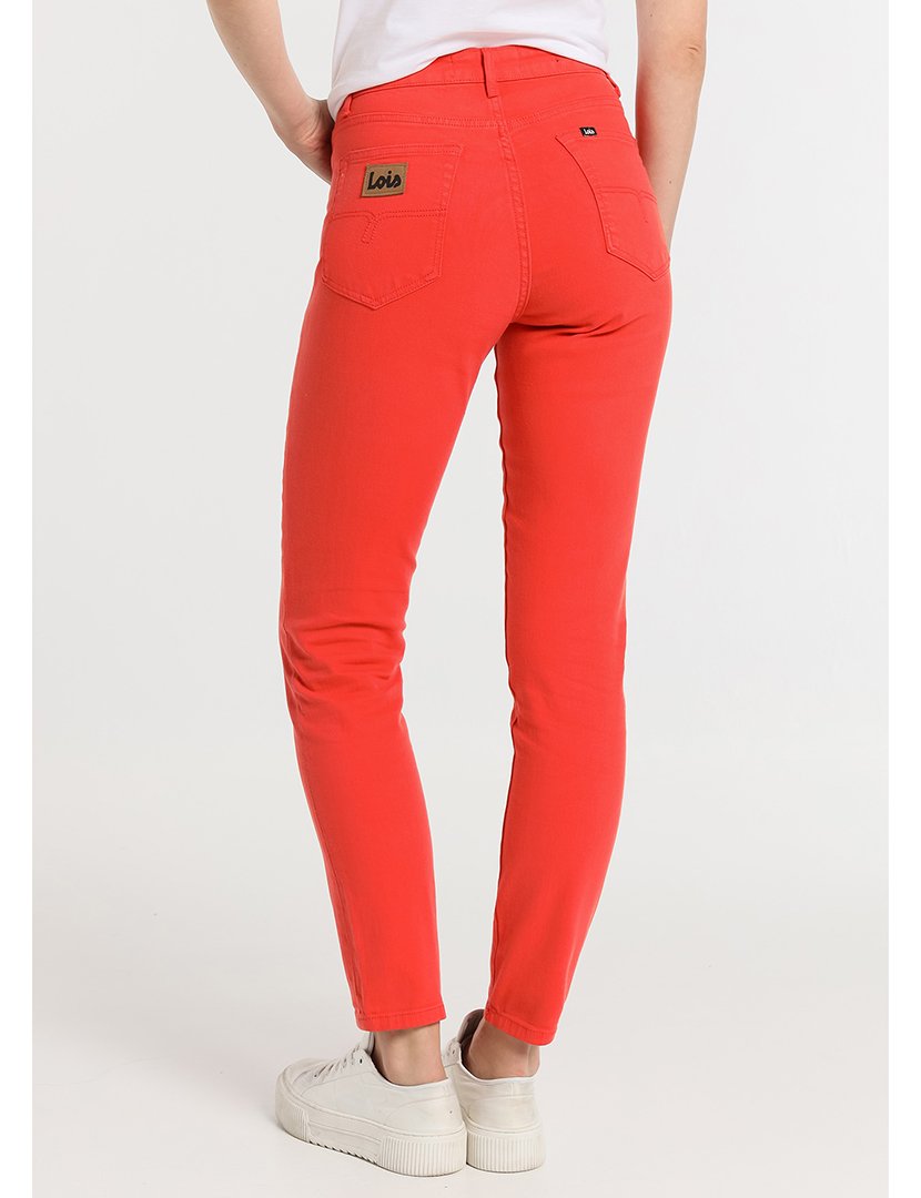 Calças Senhora Skinny Cintura Subida Vermelho