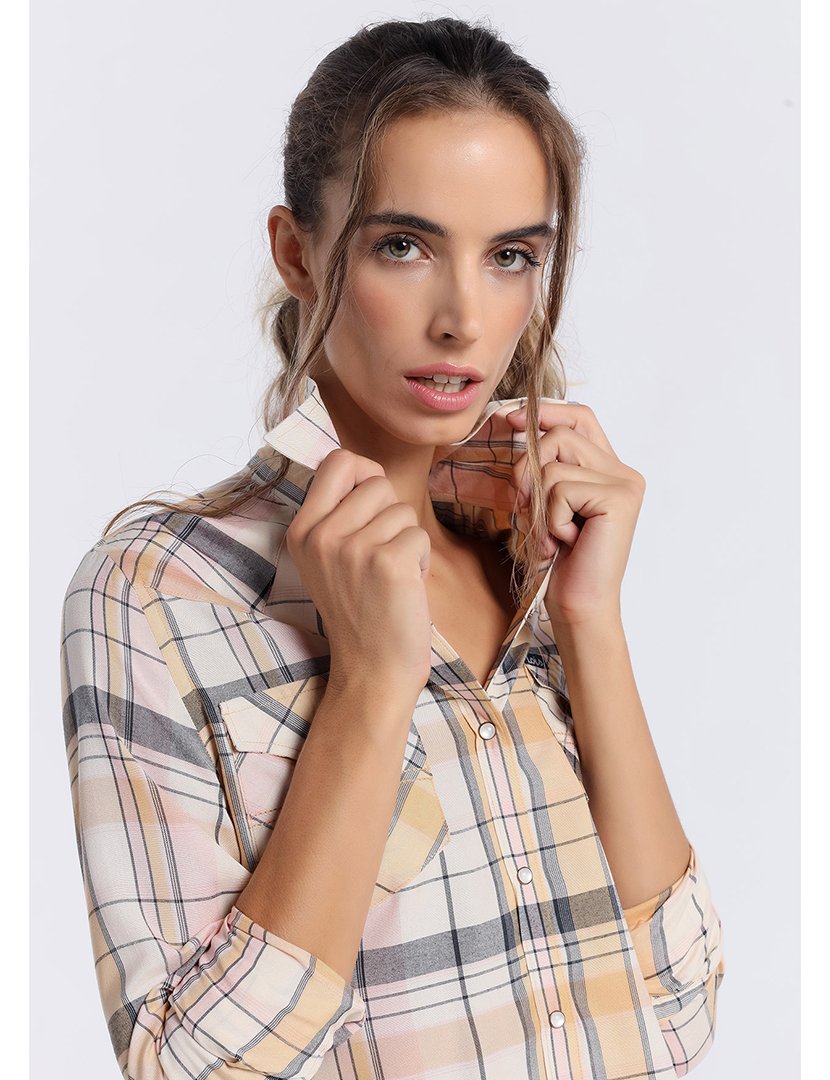 Camisa Senhora Amarelo e Castanho