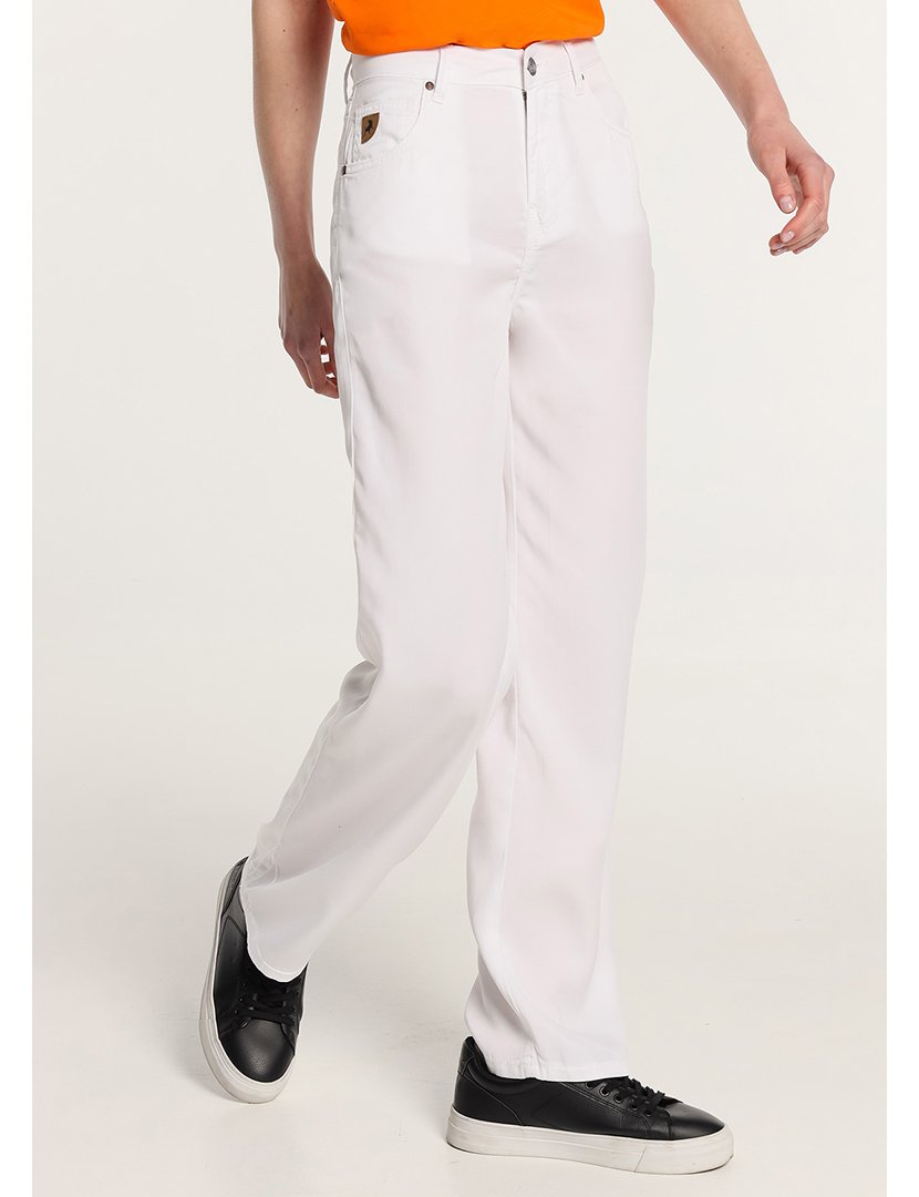 Calças Senhora Straight Cintura Subida Branco