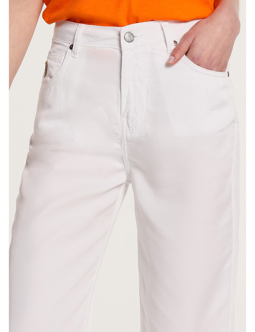 Calças Senhora Straight Cintura Subida Branco