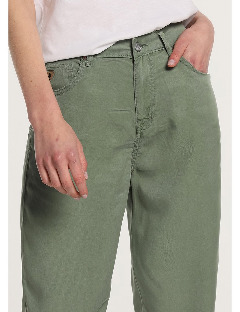 Calças Senhora Straight Cintura Subida Verde