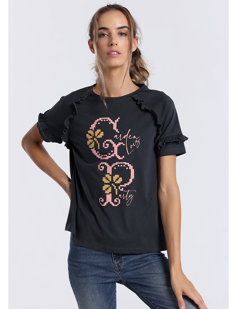 Blusa Senhora com Estampado Preto