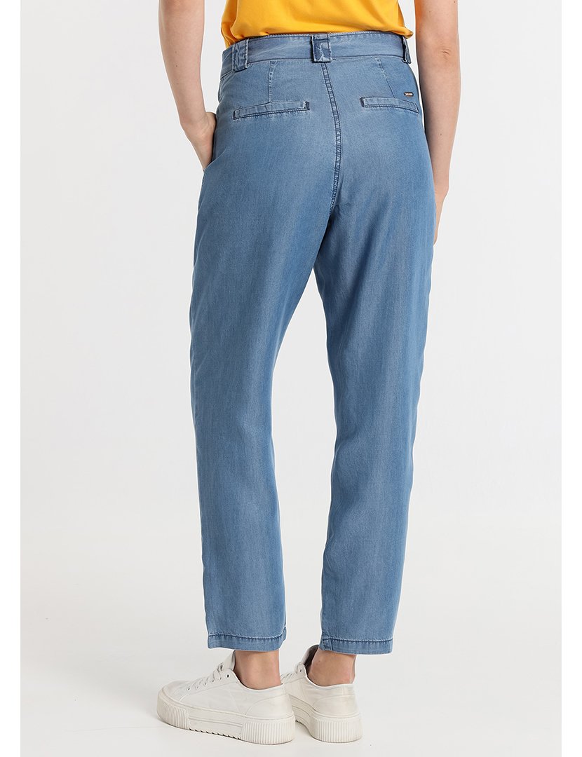 Calças Balão Senhora Cintura Subida Azul