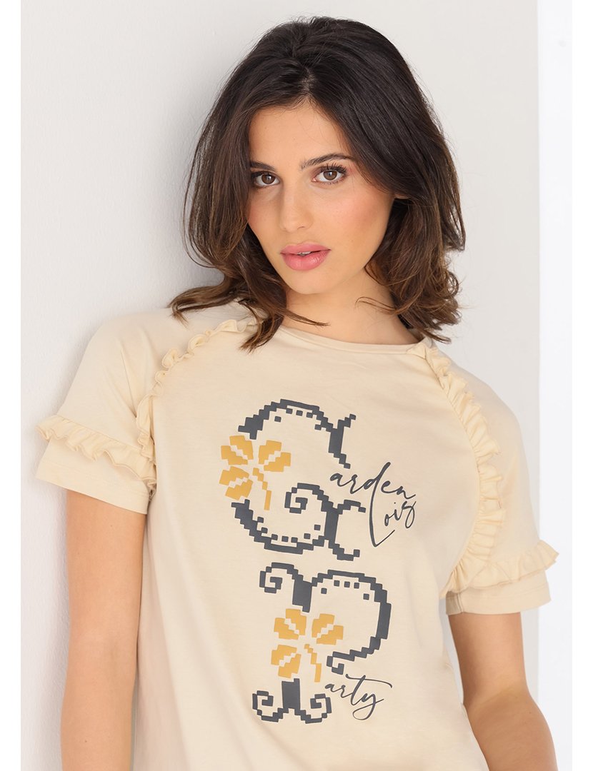 Blusa Senhora com Estampado Bege