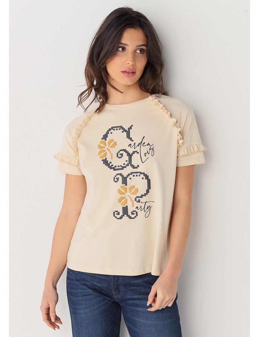 Blusa Senhora com Estampado Bege