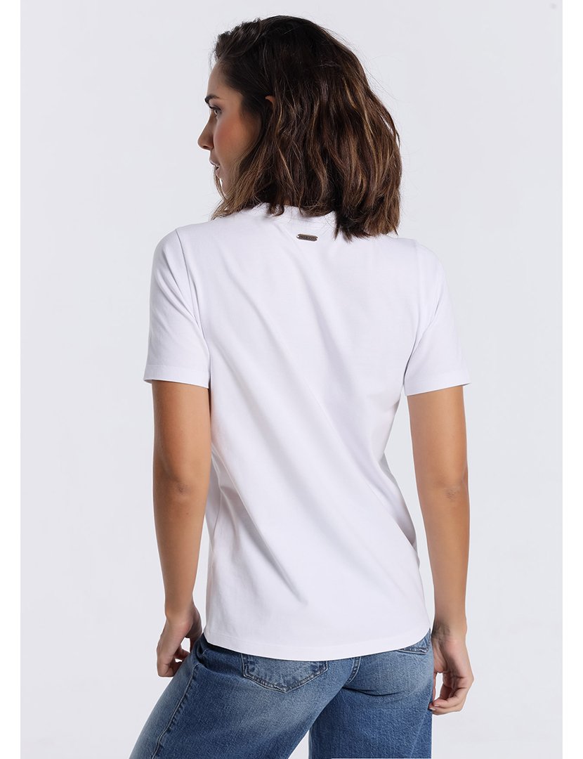 T-Shirt Senhora com Estampado Branco