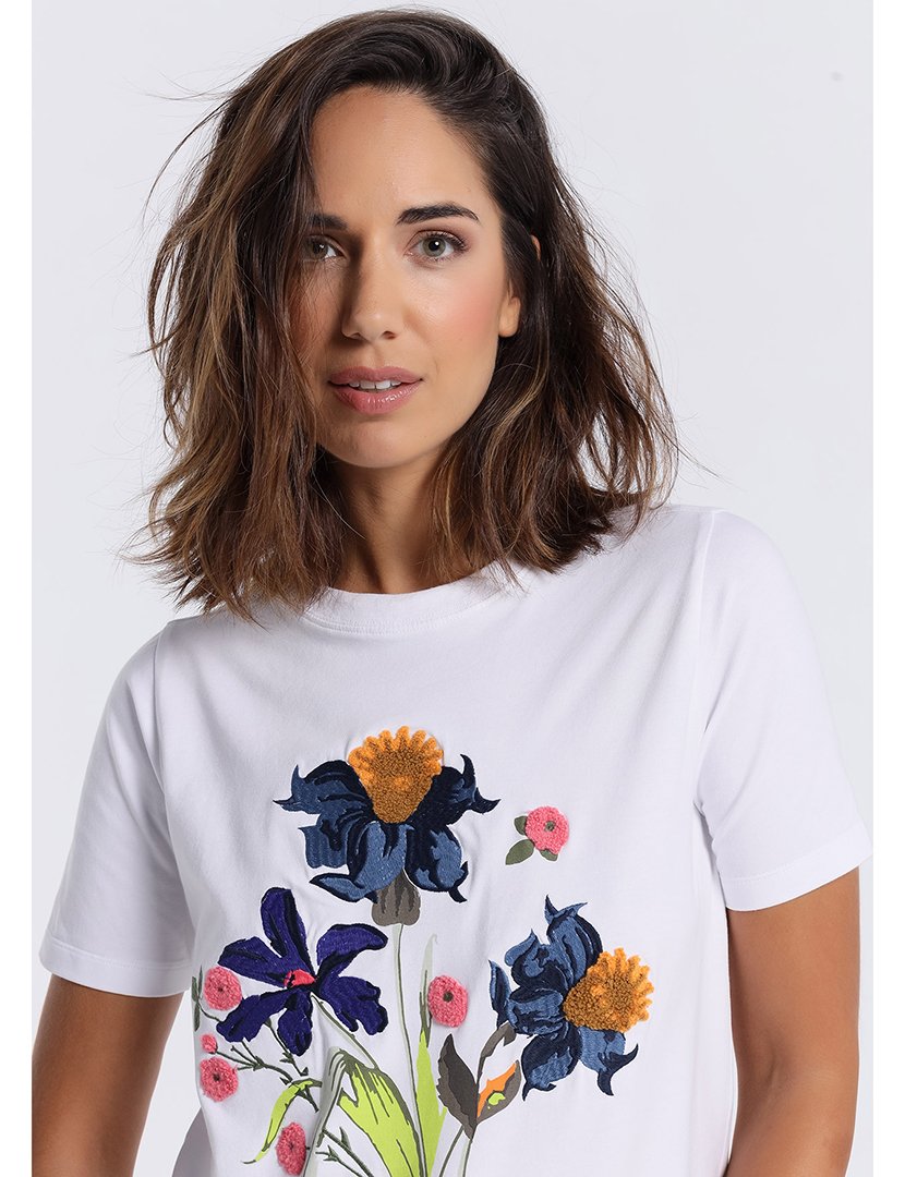 T-Shirt Senhora com Estampado Branco
