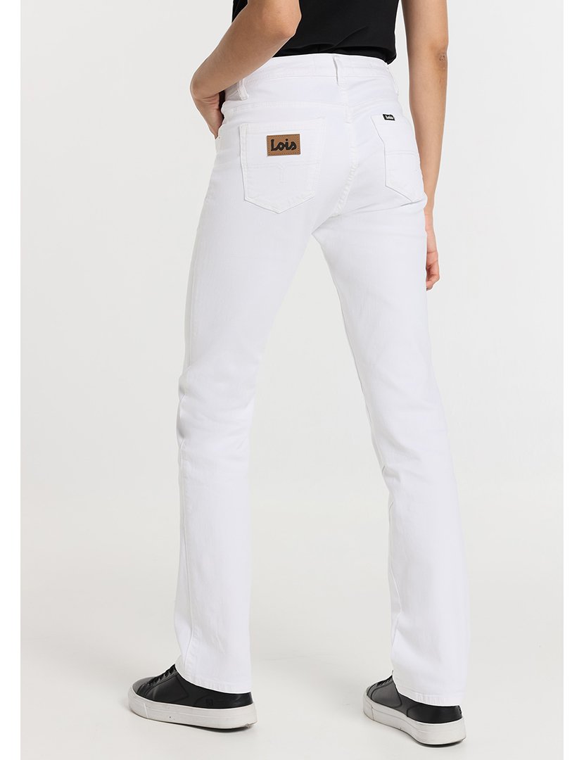Calças Straight Senhora Cintura Descida Branco