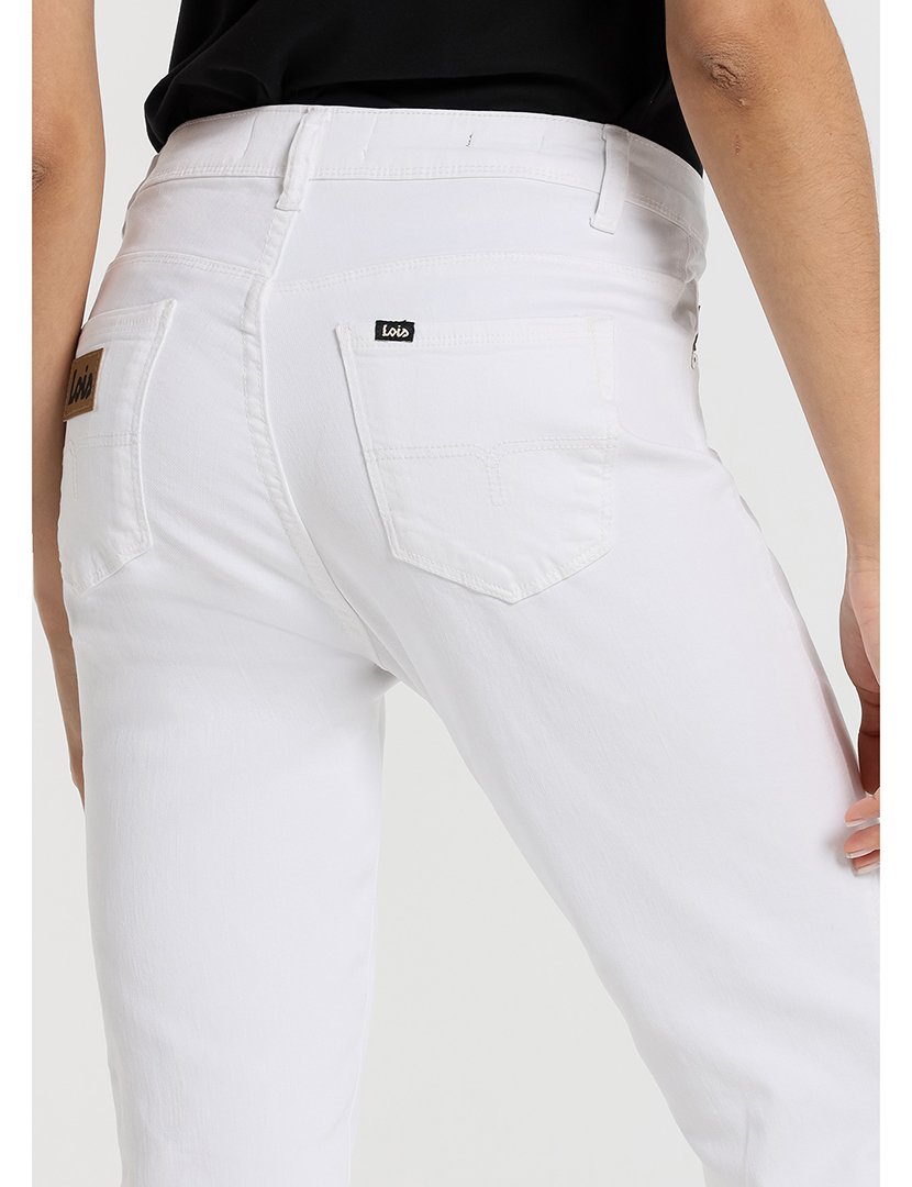 Calças Straight Senhora Cintura Descida Branco