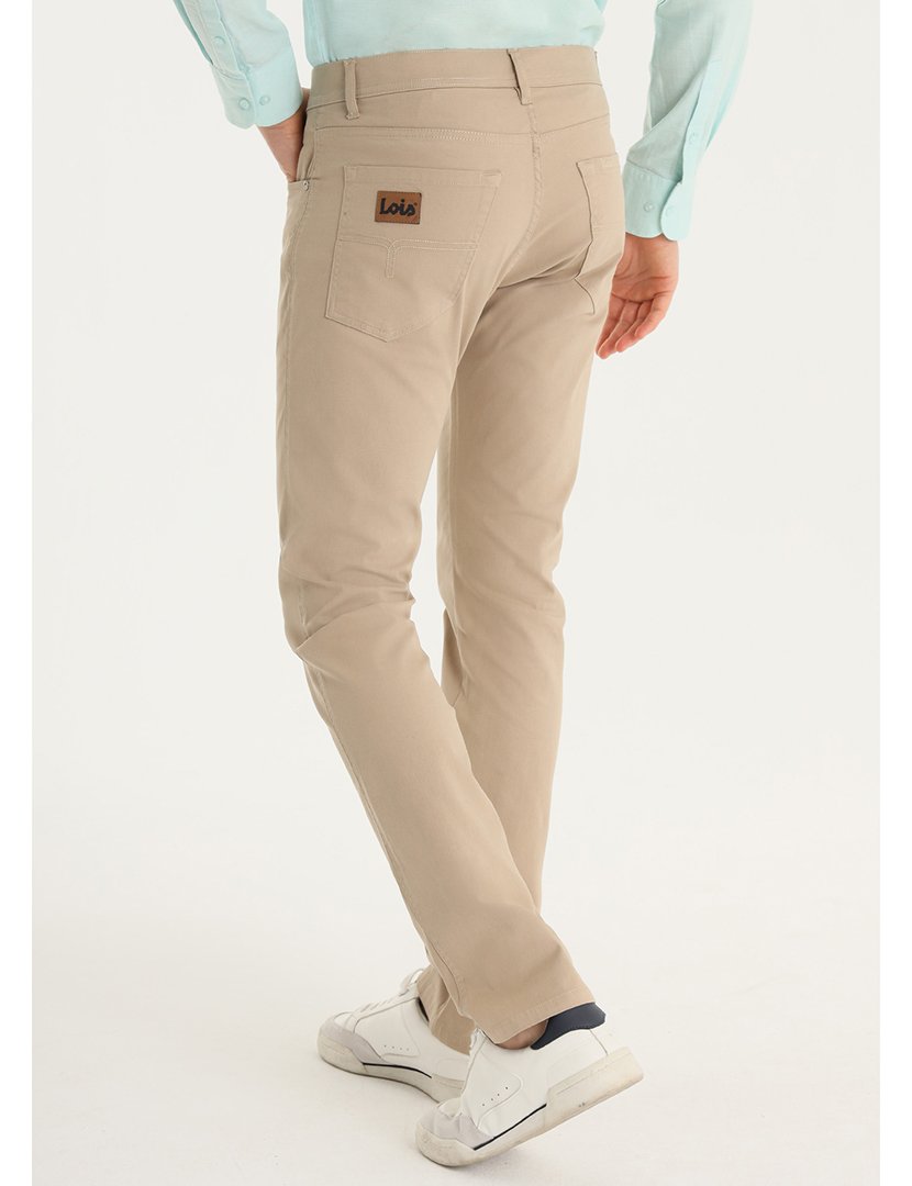 Calças Homem Regular Fit Cintura Média Bege