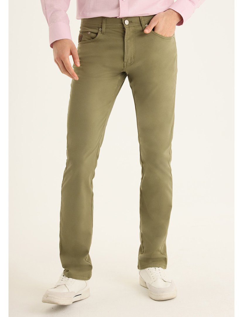 Calças Homem Regular Fit Cintura Média Verde