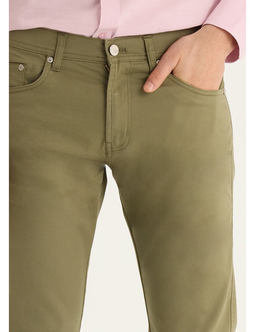 Calças Homem Regular Fit Cintura Média Verde