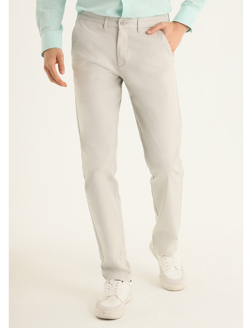 Calças Chino Homem Cintura Média Cinzento