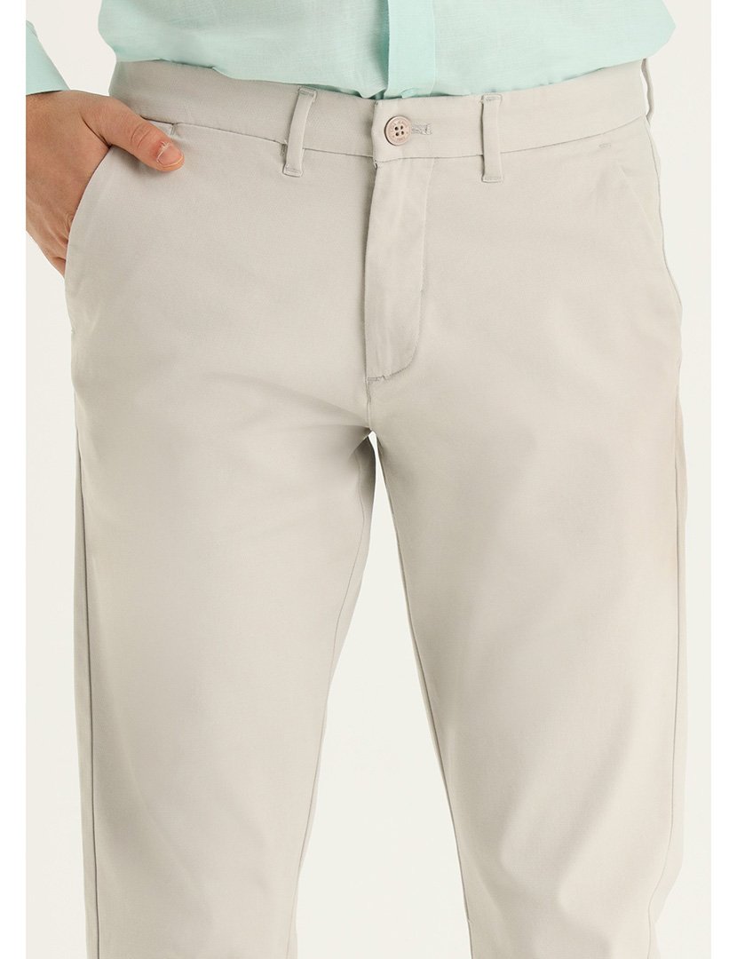 Calças Chino Homem Cintura Média Cinzento