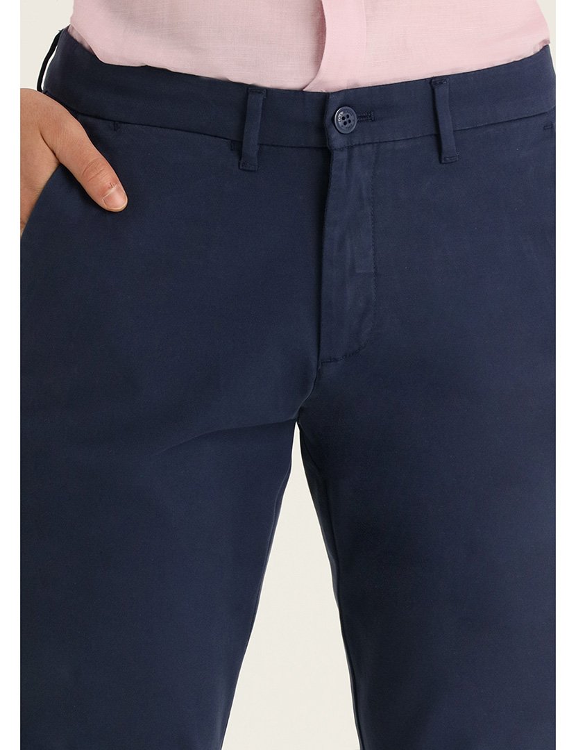 Calças Chino Homem Cintura Média Azul