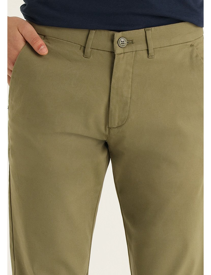 Calças Chino Homem Cintura Média Verde