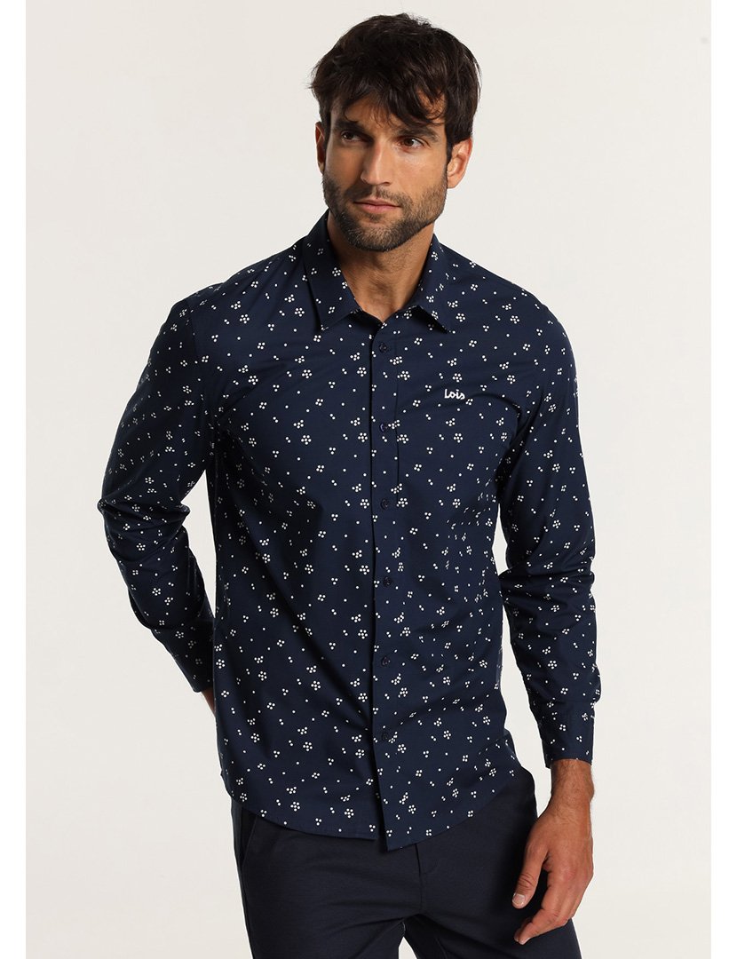 Camisa Homem com Detalhes Azul