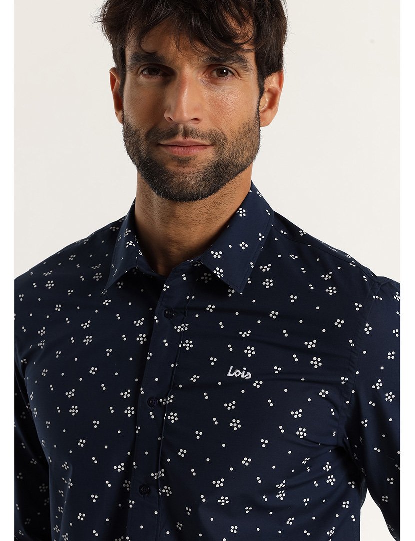 Camisa Homem com Detalhes Azul