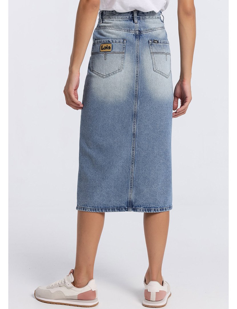 Saia de Ganga Midi Senhora com Racha Frontal Azul