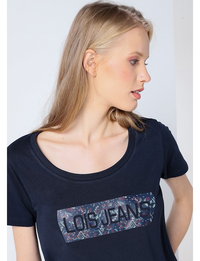 T-Shirt Senhora com Estampado Azul