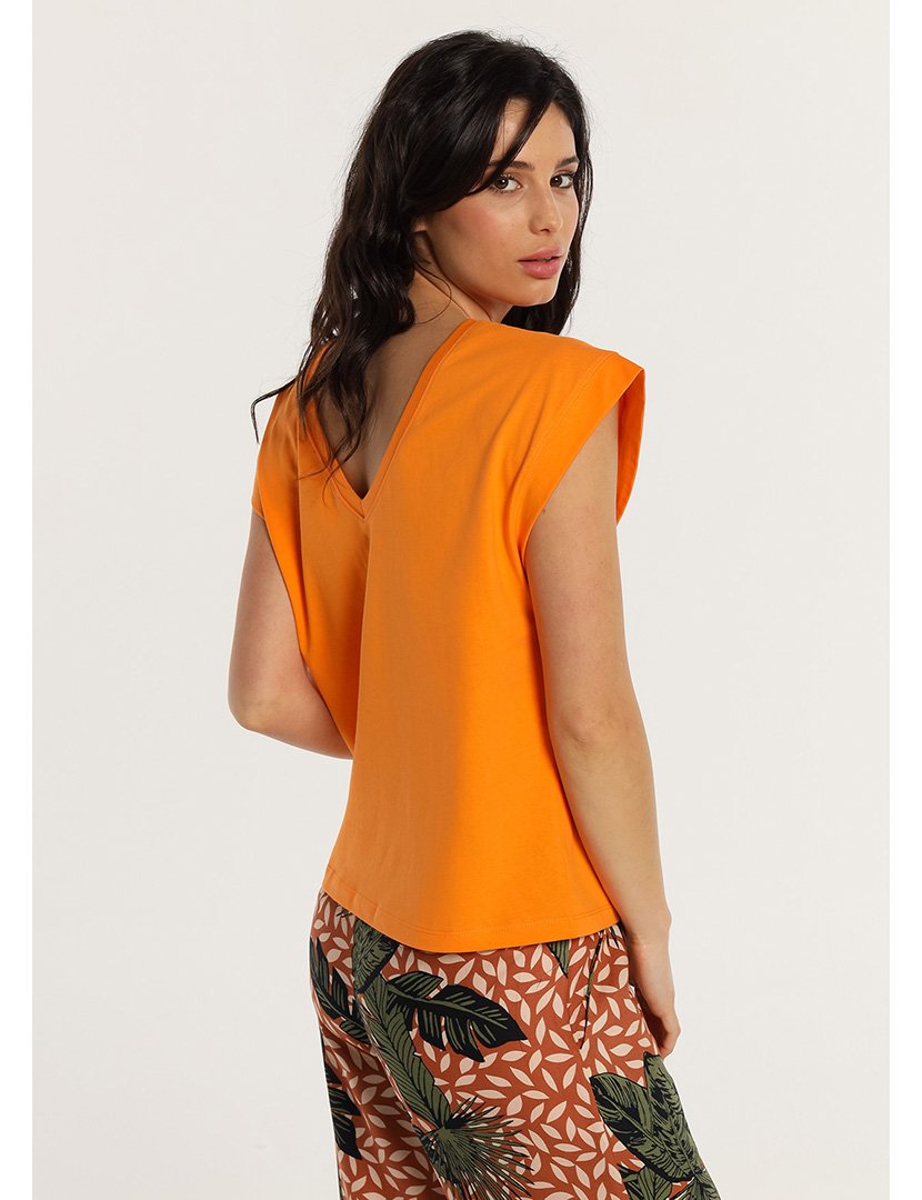 Blusa Senhora com Abertura nas Costas Laranja
