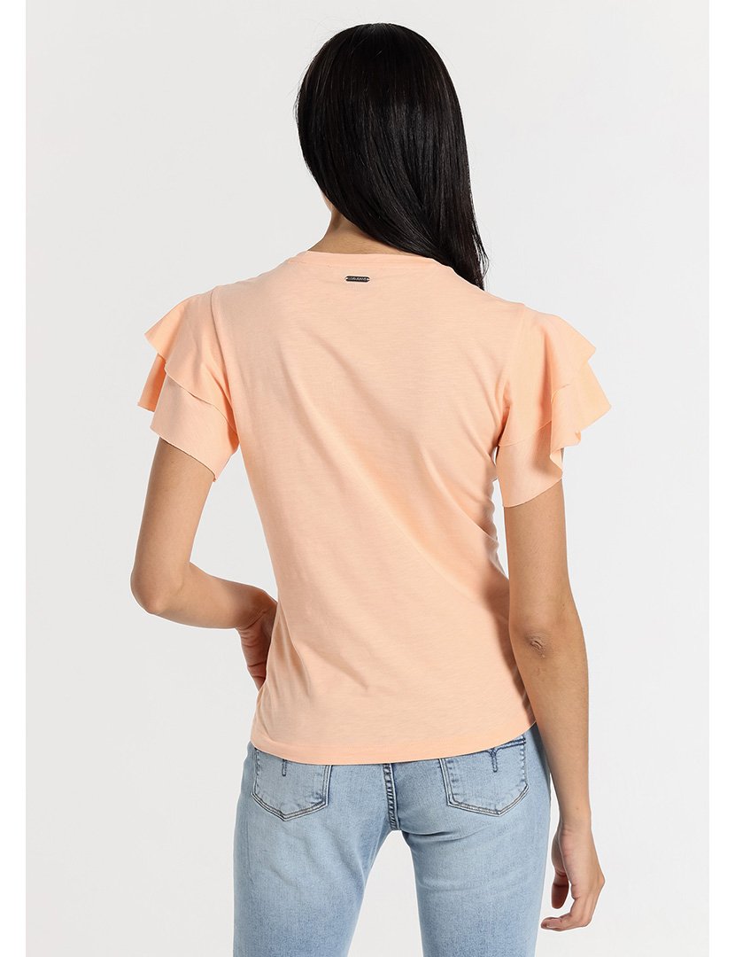 T-Shirt Senhora com Estampado Fresh Mint Laranja
