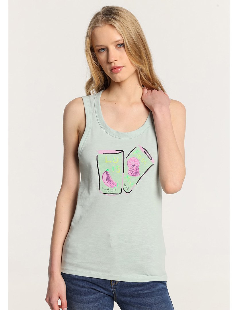 Top Senhora com Estampado Verde