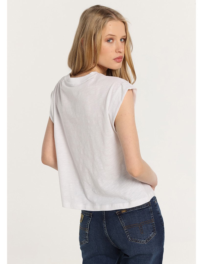 T-Shirt Senhora Branco e Azul