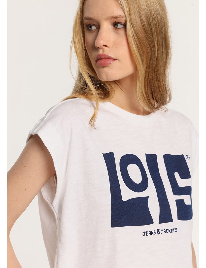 T-Shirt Senhora Branco e Azul