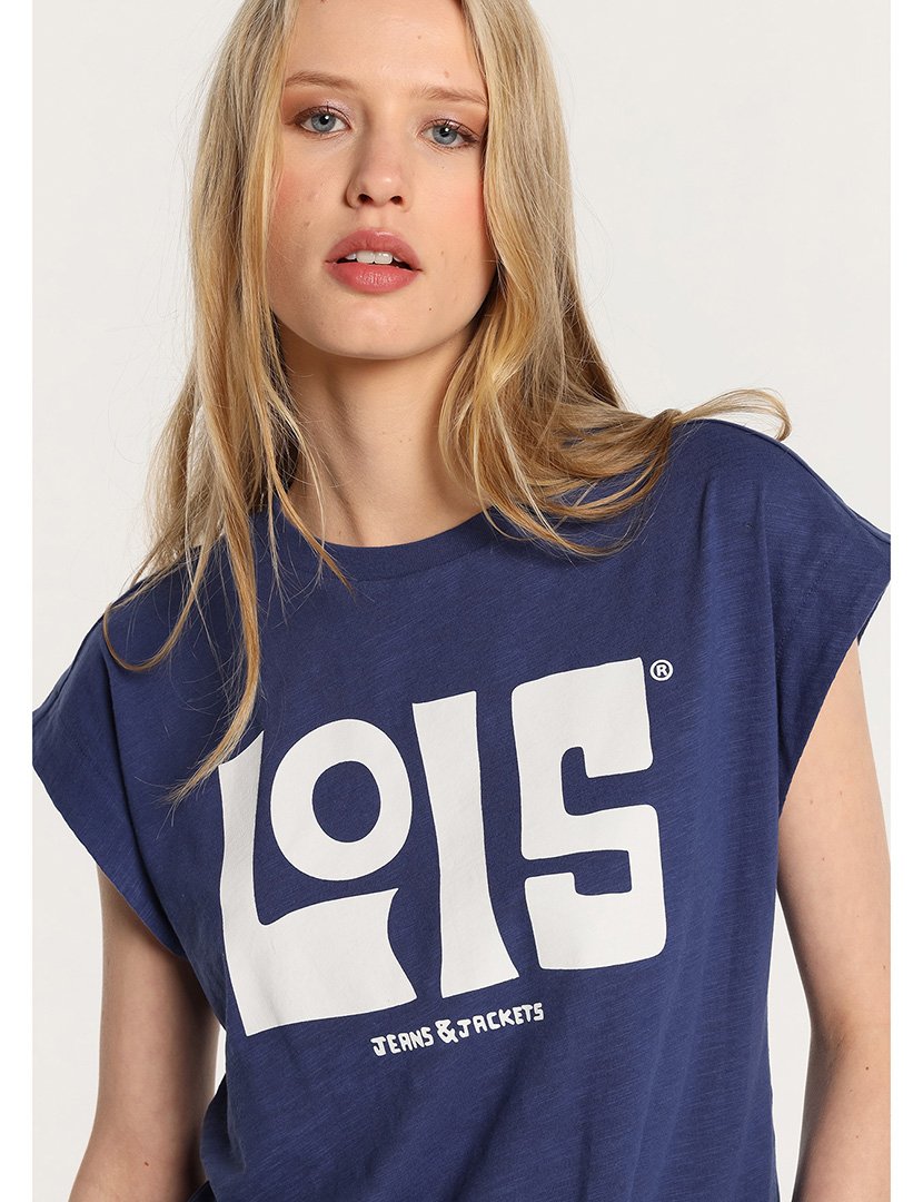 T-Shirt Senhora Azul e Branco