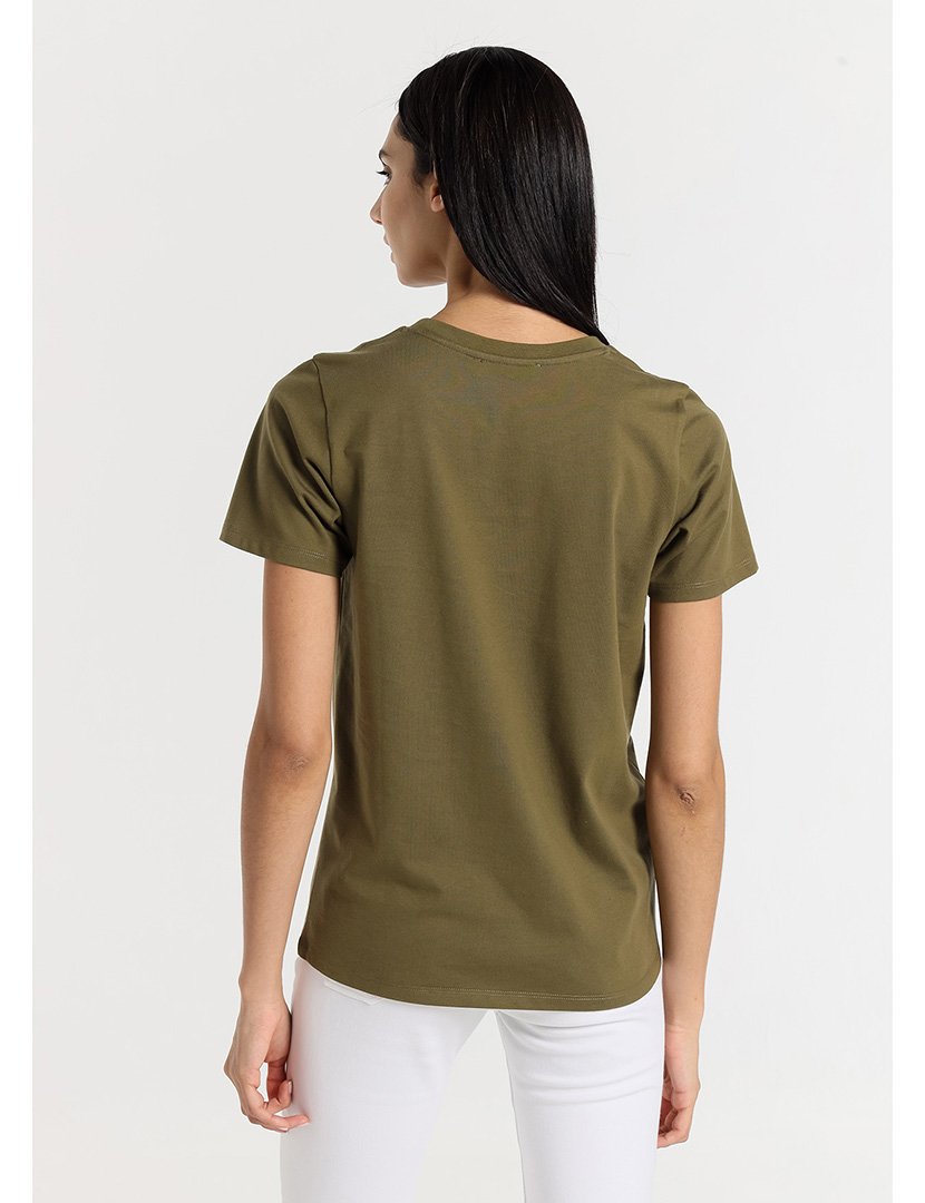 T-Shirt Senhora com Ilhó na Barriga Verde