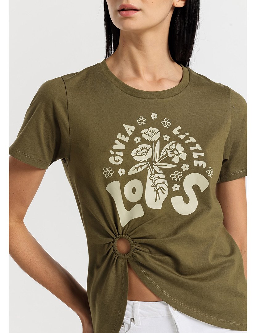 T-Shirt Senhora com Ilhó na Barriga Verde