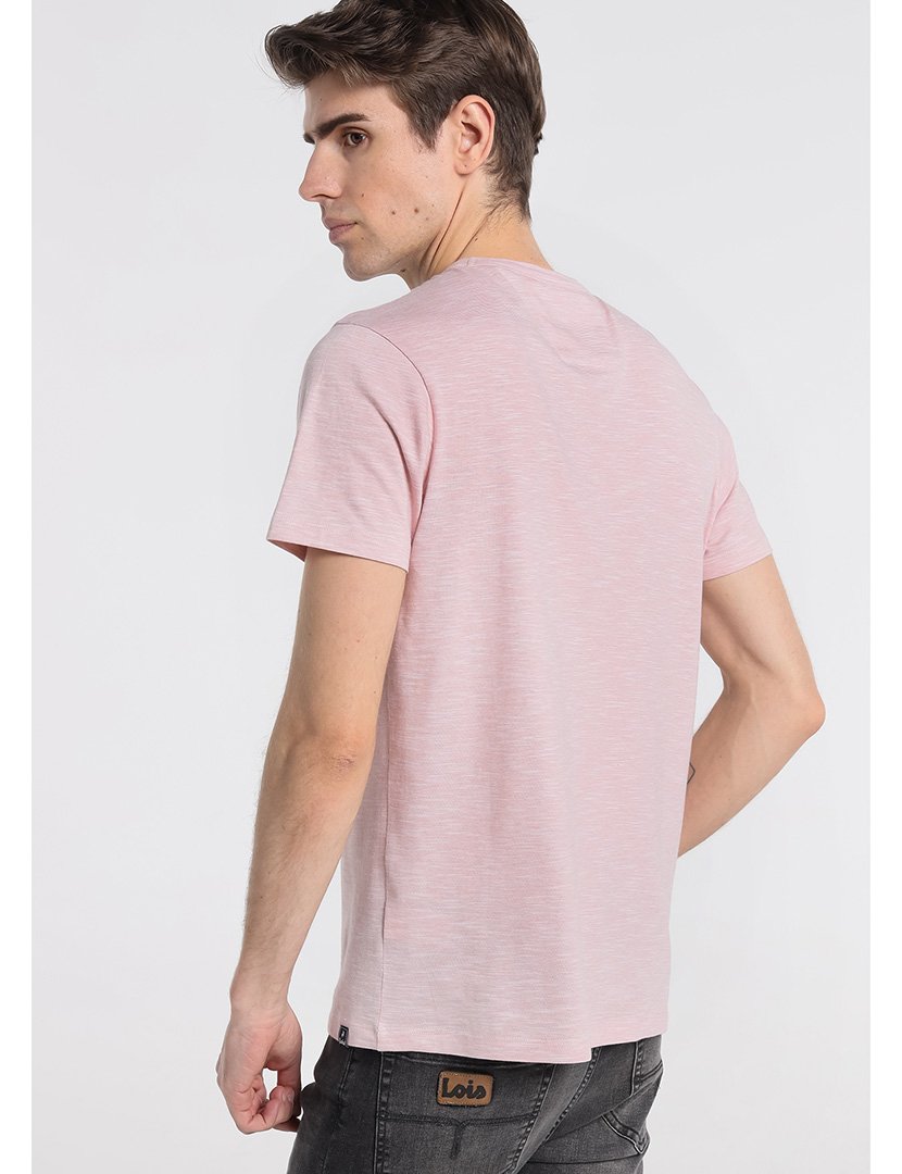 T-Shirt Homem Pin Stripe Logo Rosa