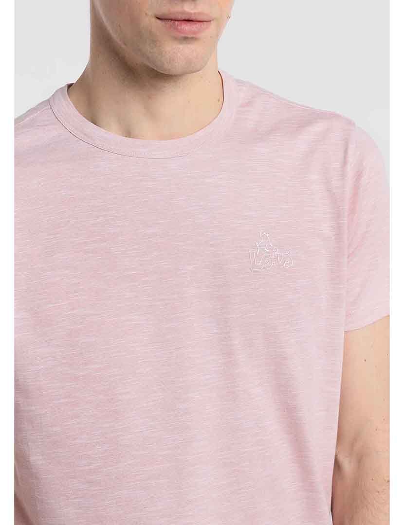 T-Shirt Homem Pin Stripe Logo Rosa