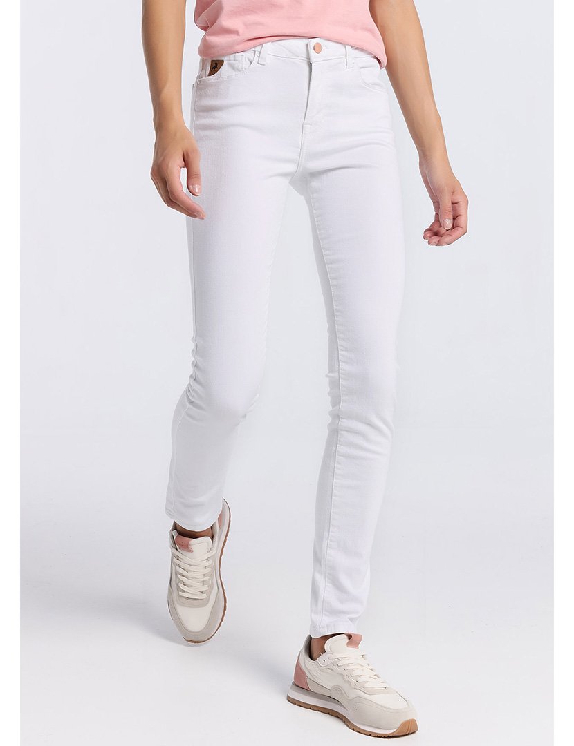 Calças Skinny Senhora Cintura Baixa Branco